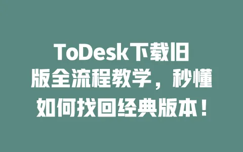 ToDesk下载旧版全流程教学,秒懂如何找回经典版本! 一