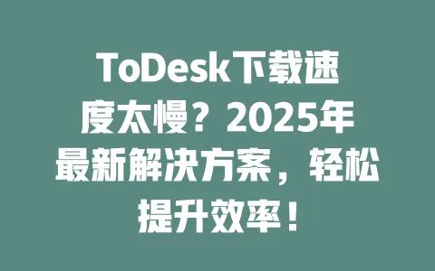 ToDesk下载速度太慢?2025年最新解决方案,轻松提升效率!-ToDesk下载 - ToDesk官网
