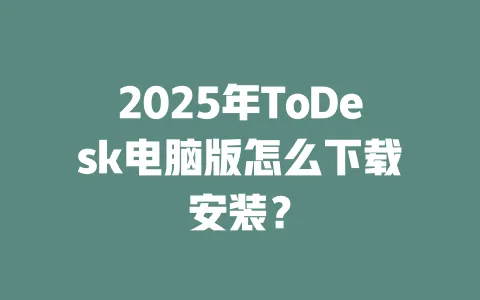 2025年ToDesk电脑版怎么下载安装? 一
